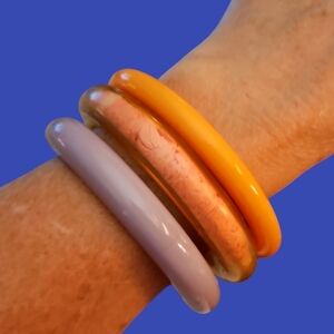 VTG Set of Three Acrylic and Rubber Bangle Bracelets